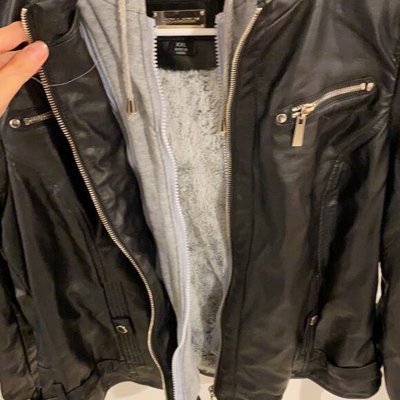 Jou Jou Juniors Hooded Faux-Leather XXL Black NWT - Picture 5 of 16